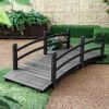 6-Ft Outdoor Wooden Garden Bridge with Handrails in Dark Charcoal Wood Stain