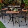 3-Piece Black Metal Patio Bistro Set with Terra Cotta Tiles