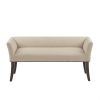 Cream Upholstered Accent Bench with Black Nailhead Detail