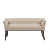 Cream Upholstered Accent Bench with Black Nailhead Detail