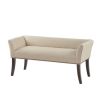 Cream Upholstered Accent Bench with Black Nailhead Detail