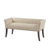 Cream Upholstered Accent Bench with Black Nailhead Detail
