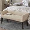 Cream Upholstered Accent Bench with Black Nailhead Detail