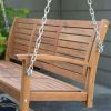 Outdoor 5-Ft Slatted Porch Swing in Natural Acacia Wood with Hanging Chain