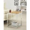 Modern Metal End Table with Removable Bamboo Tray