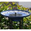 Outdoor Ceramic Bowl Fountain Bird Bath with Metal Stand and Solar Pump