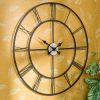 Oversized 30-inch Black Wall Clock with Roman Numerals