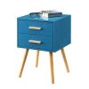 Modern Classic Mid-Century Style End Table Nightstand in Blue Finish