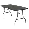 Black 6-Ft Centerfold Folding Table with Weather Resistant Top