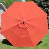 Outdoor 11-Ft Patio Umbrella with Push Button Tilt with Brick Red Orange Shade