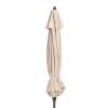 9-Ft Market Umbrella with Tilt and Crank with Beige and White Stripe Canopy