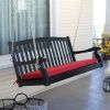 Black Wood 4-Ft Porch Swing with Sienna Red Cushion and Hardware