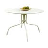 Round Patio Dining Table in White Outdoor UV Resistant Metal