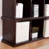 Modern Brown Espresso Stacking Storage Unit 1-Shelf Bookcase with 3 Canvas Bins