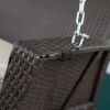 Modern Dark Brown Resin Wicker Porch Swing with Khaki Seat Cushion