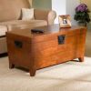 Wooden Lift Top Coffee Table Storage Trunk in Mission Oak Finish