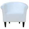 Modern Classic White Faux Leather Upholstered Club Chair - Made in USA