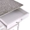 Rolling White Wood Granite Top Kitchen Island Cart