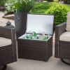 Outdoor Wicker Resin 3-Piece Patio Furniture Dining Set with Cooler Side Table
