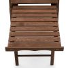 Dark Brown Wood Outdoor Adirondack Chair with Retractable Footrest Ottoman