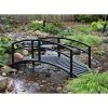 Modern 8-Ft Metal Garden Bridge with Arched Rails in Black Powder Coated Steel