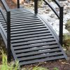 Modern 8-Ft Metal Garden Bridge with Arched Rails in Black Powder Coated Steel