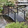 Sturdy 6-Foot Black Metal Garden Bridge with Double Arch Side Rails