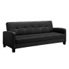 Classic Black Faux Leather Futon Sofa Sleeper