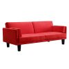 Contemporary Mid-Century Style Sofa Bed in Red Microfiber Upholstery