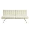 Split-back Modern Futon Style Sleeper Sofa Bed in Vanilla Faux Leather