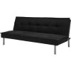 Black Microfiber Upholstered Futon Sofa Bed with Metal Legs