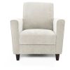 Contemporary Upholstered Arm Chair with Espresso Wood Legs in Ivory