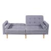 Light Grey Linen Upholstered Sofa Bed Modern Mid-Century Classic