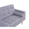 Light Grey Linen Upholstered Sofa Bed Modern Mid-Century Classic