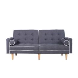 Dark Grey Linen Upholstered Sofa Bed Mid-Century Modern Classic