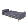 Dark Grey Linen Upholstered Sofa Bed Mid-Century Modern Classic