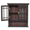 Dark Espresso 2-Door Bathroom Wall Cabinet with Open Shelf