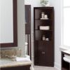 Espresso Corner Bathroom Linen Cabinet with Shelves