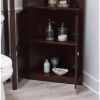 Espresso Corner Bathroom Linen Cabinet with Shelves