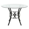 Round 42-inch Glass Dining Table with Metal Frame in Black Finish