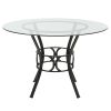 Contemporary 45-inch Round Glass Dining Table with Black Metal Frame