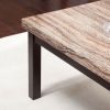 Contemporary Espresso Solid Wood Coffee Table with Faux Marble Top