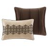 Full / Queen Red Cream Espresso Leaf Stripped 5-Piece Quilt Coverlet Set