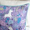 Twin/Twin XL 100% Cotton Kids Teal Purple Unicorn Quilt Coverlet Bedspread Set