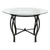 Modern 45-inch Round Glass Top Dining Table with Black Metal Frame