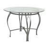 Round 45-inch Clear Tempered Glass Dining Table with Silver Frame