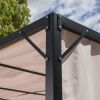 Heavy Duty Steel Frame Outdoor Gazebo Pergola with Beige Fabric Sun Shade