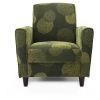 Contemporary Green Fabric Upholstered Flared Arm Accent Chair with Wood Legs