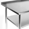 Stainless Steel 72 x 24 inch Kitchen Prep Work Table with Backsplash