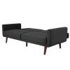 Grey Velvet Upholstered Sleeper Sofa Bed Mid-Century Modern Style